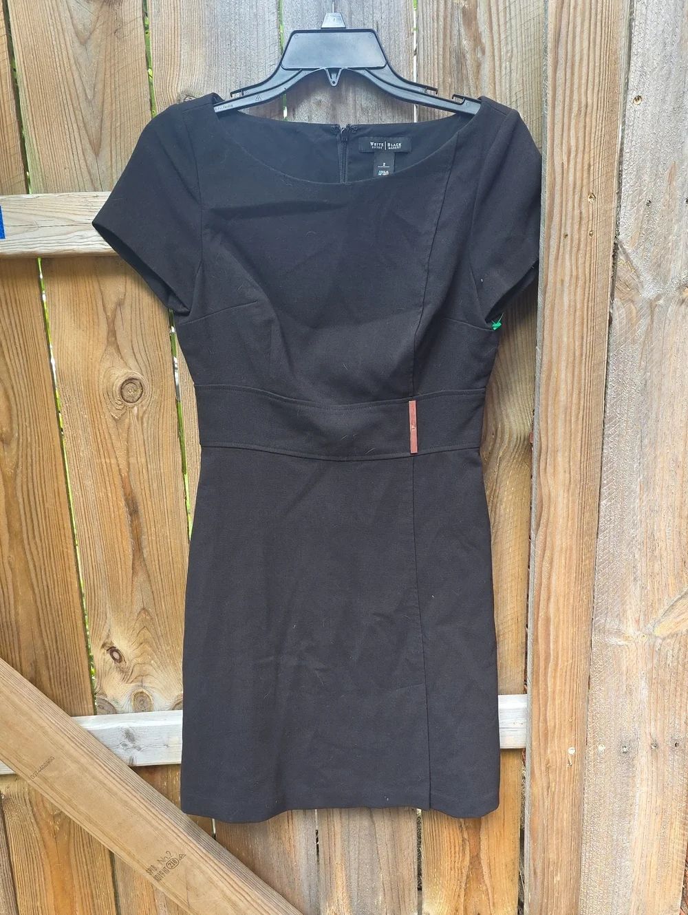 White House Black Market Black Short-Sleeve Sheath Dress